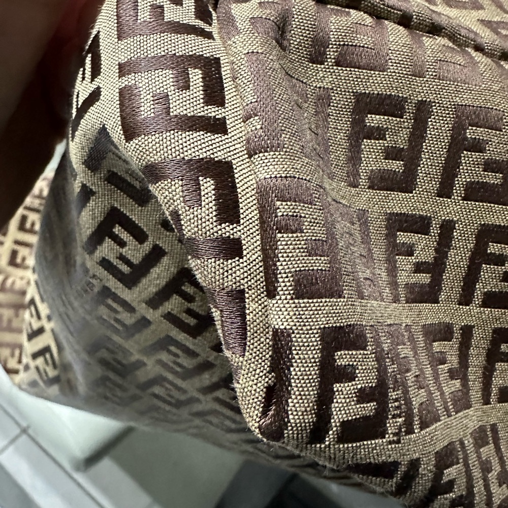 SOLD Auth FENDI Zucchino Tote Bag Beige Brown Canvas Leather 8bh026 - Picture 4 of 17